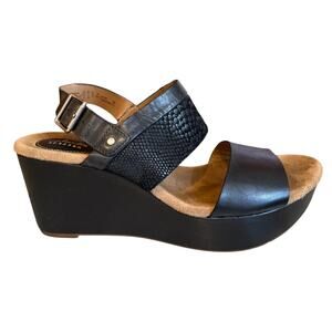 Clarks Artisan Caslyn Kat Wedge Platform Sandals Black 9